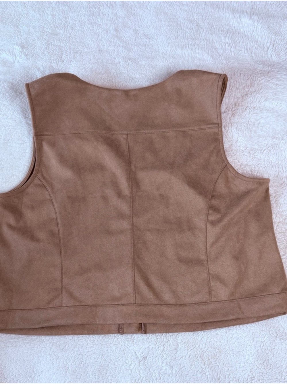 A.U.K. Women's Tan Suede Button-Front Vest - Picture 3 of 7